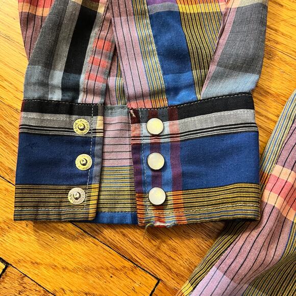 Wrangler Shirt Mens 17 1/5 36 Cowboy Cut X-Long Tails Long Sleeve Pearl Snap - Picture 4 of 9